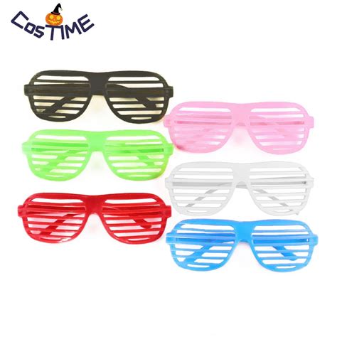 6 pairs neon shutter glasses adult shutter shading sunglasses 80s joke fancy dress accessory