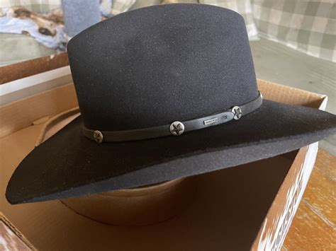 Vintage John B Stetson 4x Beaver Black Western Cowboy Hat Size 7 18