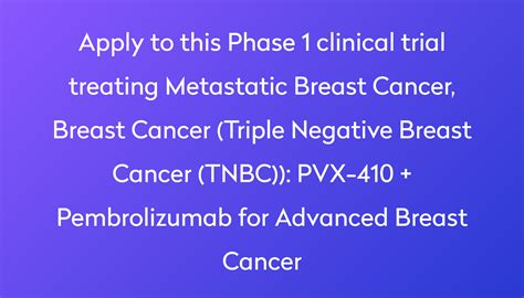 Pvx 410 Pembrolizumab For Advanced Breast Cancer Clinical Trial 2024