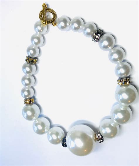 Faux Pearl Necklace With Golden Spacers Etsy