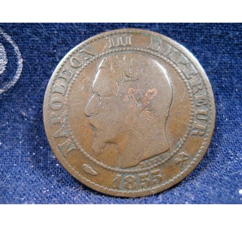 1855 B Napoleon Iii Empereur Cino Centimes Coin