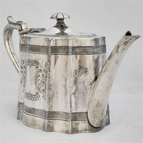 James Dixon Silver Plated Commode Shaped Epbm Tea Pot Engraved Antique