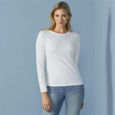 Gildan Ladies Soft Style Long Sleeve Plain T Shirt 64400l Ebay