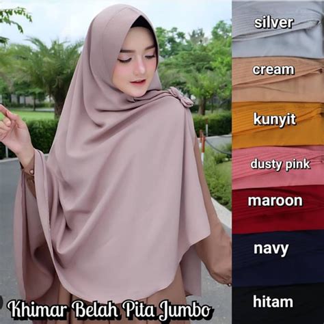 Jilbab Instant Khimar Belah Tengah Pita Kupu Jumbo Syari Wolfis Hijab