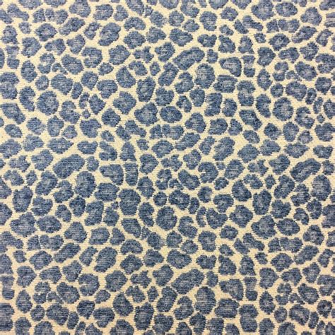 Blue Cheetah Fabric Chenille Fabric Leopard Upholstery Etsy