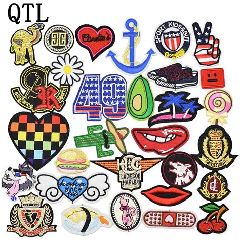 30pcs Random Fashion Badges Patches For Clothing Iron Embroidered Patch