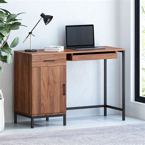 Noble House Musfirah Contemporary Faux Wood Computer Desk Walnut And Black