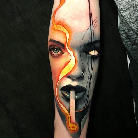 Woman Portrait Tattoo On The Inner Forearm