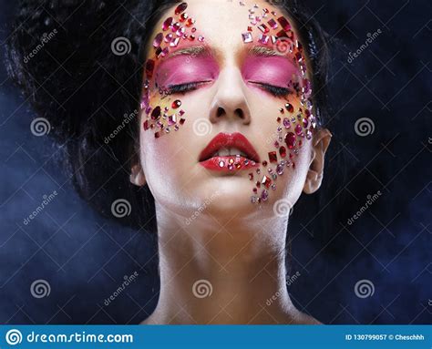 Beauty Portrait Of Attractive Model Face With Bright Visage Stock Image