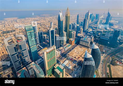 United Arab Emirates Dubai Cityscape With Sheikh Zayed Road Stock