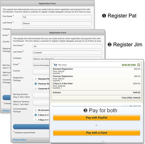 Quick links instant access to any transaction page. How to Have Users Pay Once for Multiple Registrations or ...