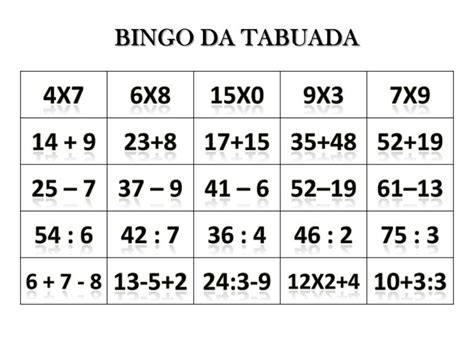 Bingo Da Tabuada