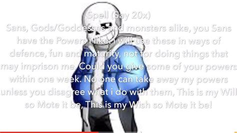 A Spell To Get Sans Powers Actually Works Say 20x Ugalaxy624