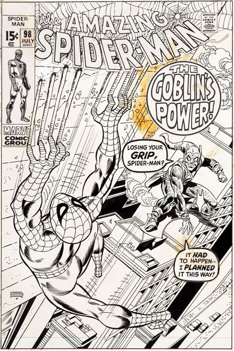 Gil Kane And Frank Giacoia Amazing Spider Man 98 Cover Original Lot