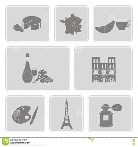 Set With French Icons Stock Vector Illustration Of Tourism 78316523
