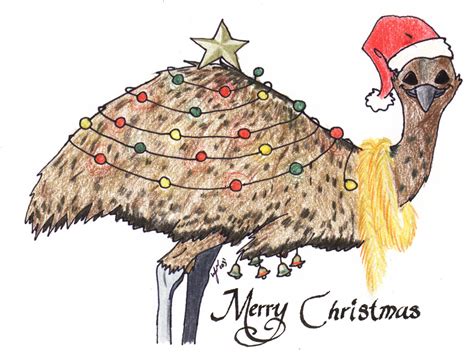 Aussie Christmas Cards Emu By Heather Briana On Deviantart