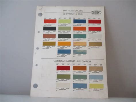 Paint Color Reference Sample Paint Chips Dupont 1972 Gmc Chevrolet