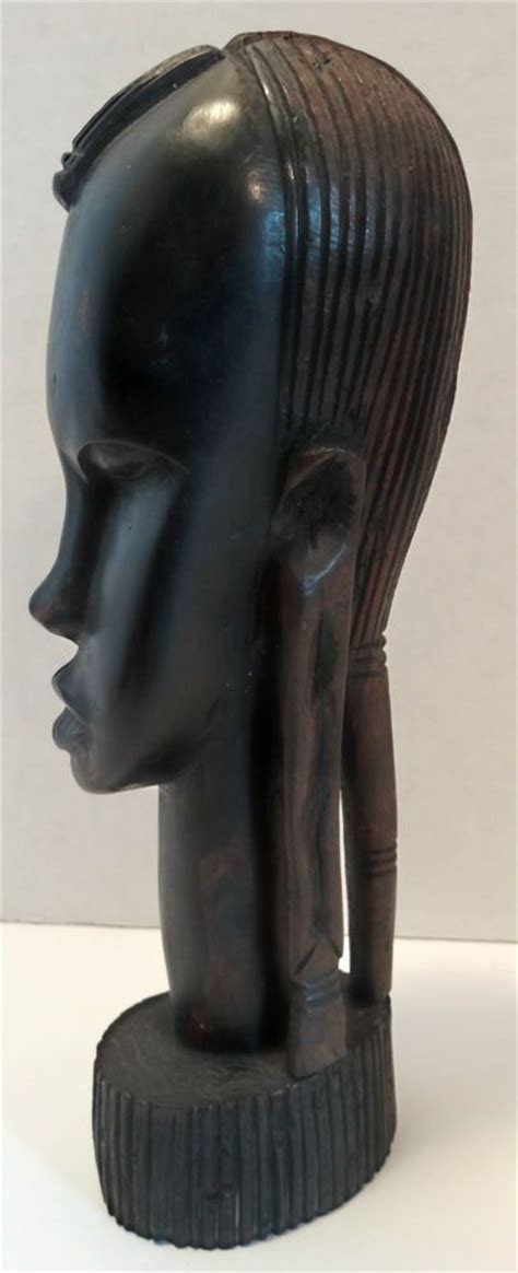 Vintage Ebony Wood Sculpture African Woman Head Hand Carved Tribal 9 Statue Ebay In 2021
