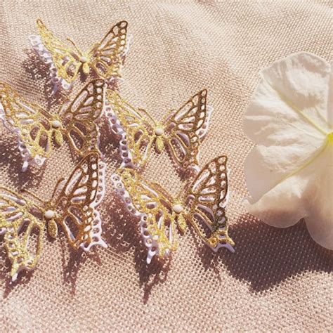 30 Pcs Glitter Gold Butterflies Paper Butterflies Etsy