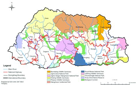 Map Of Bhutans Protected Areas Network Prepared By Department Of