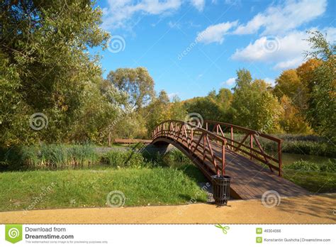 Wooden Bridge Across Small River Stock Photo Image Of Chermyanka
