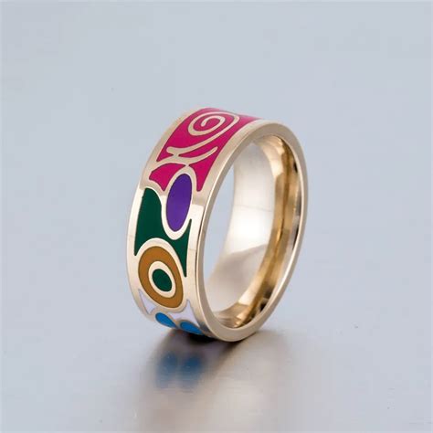 Bohemian Colorful Enamel Rings For Women Wedding Dress Accessories Ethnic Stainless Steel Ring