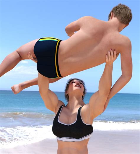 Woman Lifting Man Overhead Dynamic Poses