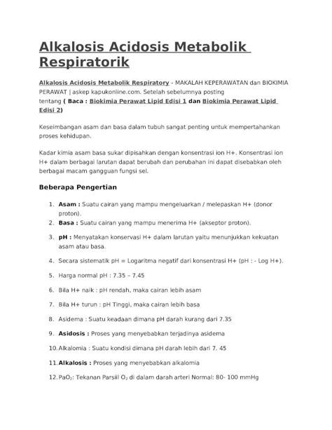 Doc Alkalosis Acidosis Metabolik Respiratorik Dokumen Tips