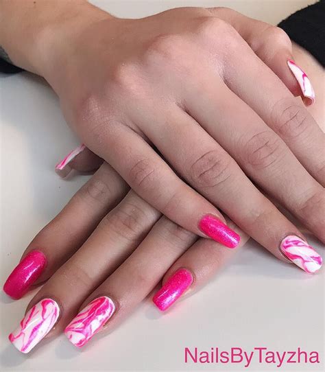 Hot Pink Marble Nails | Pink acrylic nails, Nail designs ... Acrylics, artificial nails, gels, nail art, nail stamping, nail tips.