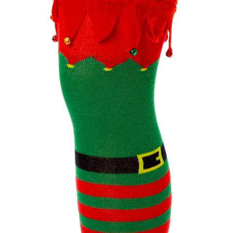 Striped Elf Over The Knee Socks Green Claires Us