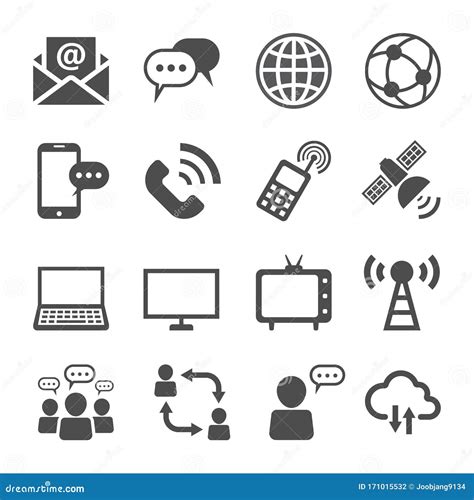 Communication Icons Set Telecommunication Technology Stock Vector