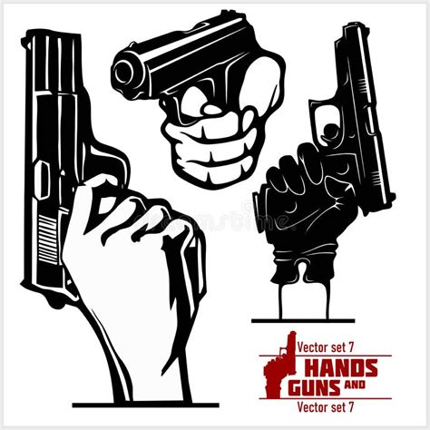 Hands With Guns And Hand Gestures Pistol Pointed At Gunpoint Stock Vector Illustration Of