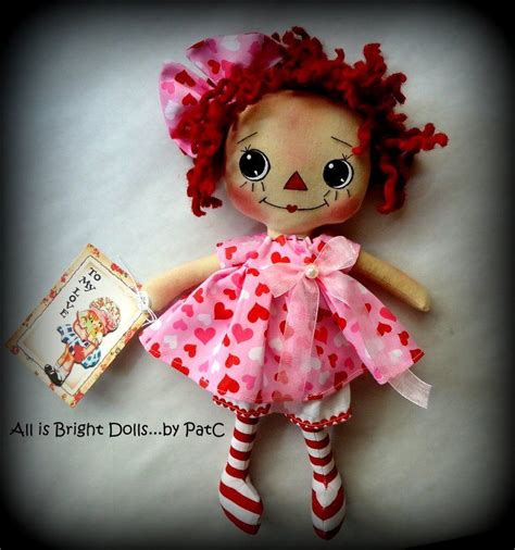 primitive raggedy annie prim rag doll valentine annie ooak etsy sculpted doll raggedy doll