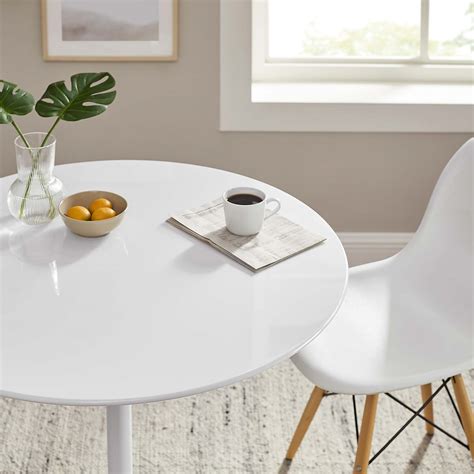 Modway Lippa 36 Round Wood Top Dining Table In White