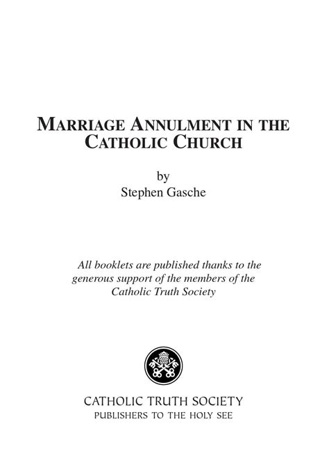 Marriage Annulment In The Catholic Church By Catholic Truth Society Issuu