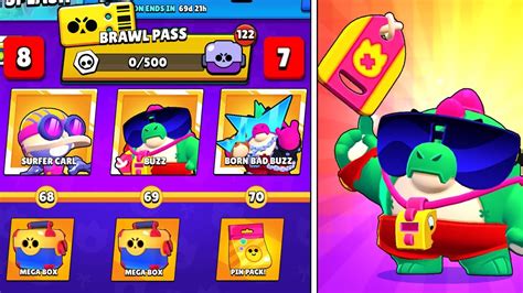 Unlocking The Whole Brawl Pass And I Get Buzz And More Brawl Stars Youtube