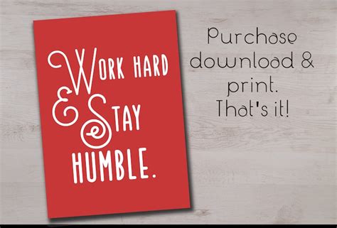 Printable Quote Sign Work Hard Stay Humble Instant Download Etsy