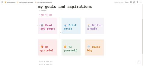 Goals And Aspirationsvision Board Notion Template