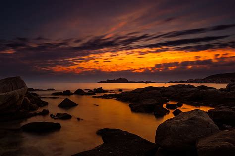 Hd Wallpaper Photography Sunset Corsica Ocean Rock Sky Scenics