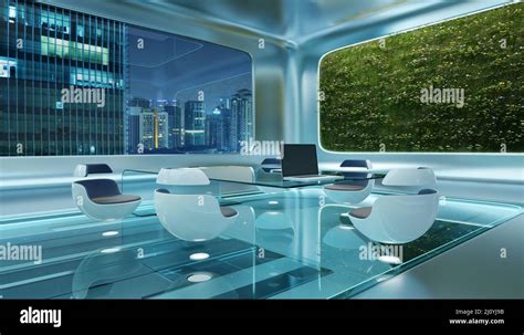 Modern Sci Fi Futuristic Interior Office Design Stock Photo Alamy