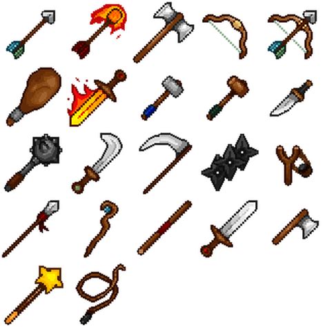 20 Weapon Sprites Medievalrpg Pixel Art Pack By Josué Rocha