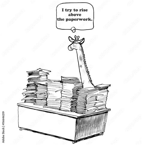 Business Cartoon About Having Too Much Paperwork Stock Illustration