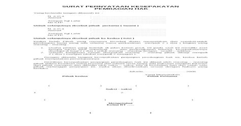 Detail Contoh Surat Perjanjian Pembagian Harta Warisan Koleksi Nomer