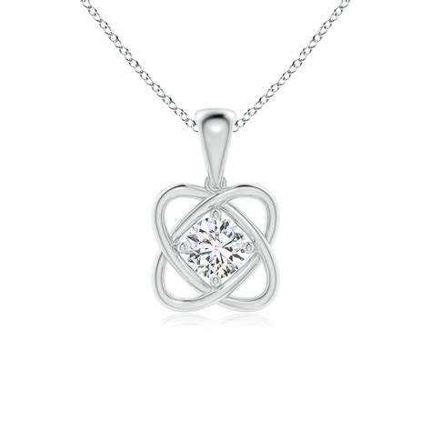 Angara Round Diamond Love Knot Pendant Necklace In 14k Solid Gold 18