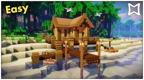 Minecraft Beach House Fishing Hut Survival Tutorial Easy Minecraft