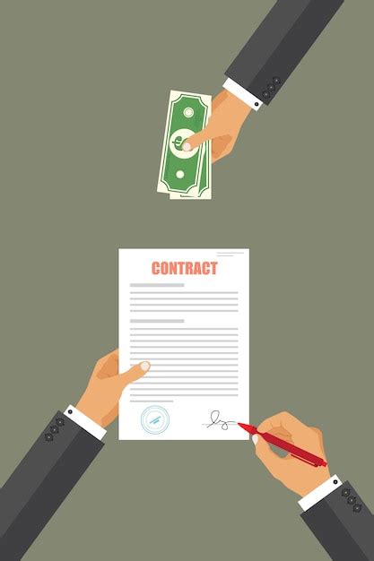 Businessman Pay For Contract Illustration Premium Vector