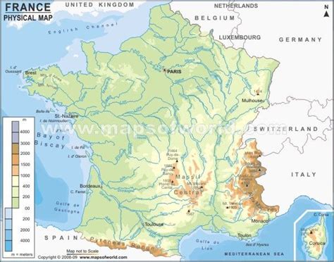 France Physical Map Physical Map Of France Physical Map France Map