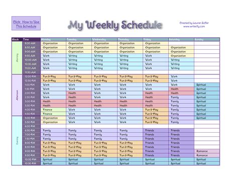 Weekly Gtd Schedule Microsoft Excel Template Sample Data Weekly