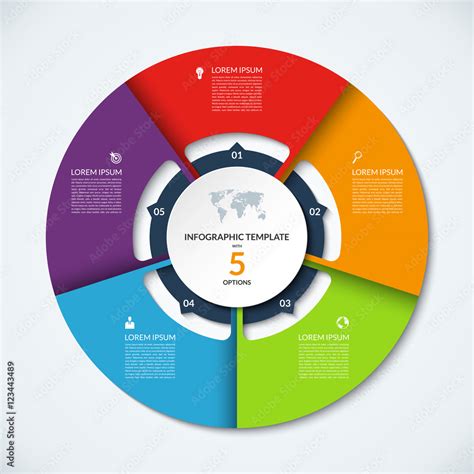 Circle Infographic Template Vector Layout With 5 Options Can Be Used