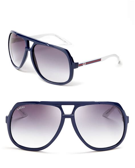 Gucci Oversized Aviator Sunglasses In Blue For Men Bluewhite Lyst